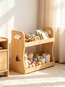 2-Tier Bamboo Baby Storage Rack, Portable Desktop Organizer, Multi-Functional Baby Diaper And Book Storage Rack - Multicolor - View 8
