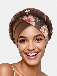 1 buah/2 buah Topi Jilbab Kepang Motif Dua Warna untuk Wanita, Cocok untuk Penggunaan Sehari-hari - beraneka warna - View 21