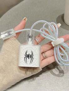 5pcs Black Spider Pattern TPU Charger Protective Covers, Compatible With Apple 18/20W Charger Cable Protective Covers, Charger Protective Covers, Charger Accessories, Phone Accessories - Clear - View 6