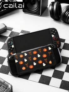 Cailai Halloween Pumpkin Ghost Illustration Pattern Switch 2 (2025)/Switch NS/Switch OLED Game Console Accessory Set, Game Console Protective Case/Storage Bag, TPU Soft Shell/Hard Shell Removable Stand, Beautiful & Practical, Portable Stand, Travel Friendly, Anti-Drop, Anti-Scratch, Anti-Stain, Fashionable Romantic Gift - View 2