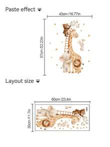 2pcs Jungle Animal Polka Dot Wall Decals Lion Giraffe Baby Elephant Monkey And Sleeping Bear Animal Peek-A-Boo Stacked DIY Peel And Stick Vinyl Stickers For Nursery Door, Hallway, Kids Bedroom Wall Home Decor Art Stickers Back To School Gift - Multiple Styles - View 15