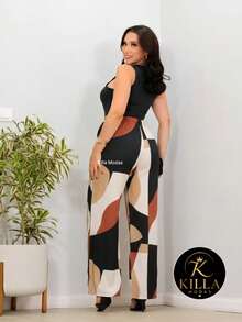 DUNA Fabric Pants With Lining, Pocket And Elastic Waist - hitam/krem/khaki - View 2