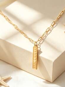 1pc Ins Minimalist Gold Water Drop Necklace For Women Students, Korean Style Simple Versatile Best Friend Collarbone Chain, Non-Fading - Long Pendant Necklace - View 2