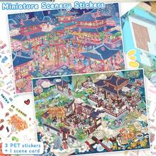Creative DIY Fun Decorative Stickers, Size 28*21cm, 2 Styles Available, Includes 1 Scene Card, 3 Stickers, 1 Reference Image, Suitable For Gifts To Friends, Office, Home, Entertainment Toys - A - View 2