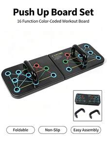 Foldable Push Up Board, 16 In 1 Color Coded Pushup Stand, Multifunctional Chest Shoulder Triceps Back Workout Equipment, Portable Home Gym Strength Training Push Up Bars For Men Women - Multicolor - View 7