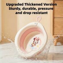 Mesuca 1pc Foldable Home Wash Basin, Disney Cartoon Character Style, Blue/Orange/Pink 3 Colors Optional, With Hanging Hole Design, Space-Saving, Portable Multi-Function, For Face And Foot Washing, Soft Silicone Bath Tub - Multicolor - View 6