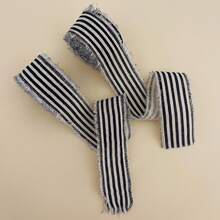 2 Rolls 3.8cm*10yards Total Striped Frayed Edge Ribbon, Christmas Decoration Packaging Ribbon, Holiday Decorative Ribbon - View 11