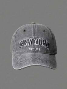 1件刺繡NEW YORK棒球帽，可調節防曬休閒帽，適合男孩女孩，春秋旅行、海灘度假遮陽帽 - 灰色 - 查看 1