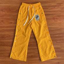 ST VANITY Thorn Breasted Nail Sports Style Casual Trousers - Gold - View 3