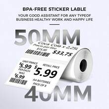 Thermal Labels Compatible With Phomemo M100/M110/M150/M221/M220/M120/M200/M250 Label Printer,(50x40mm), 160Labels/Roll, Black On White - View 4