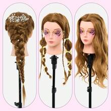 Mannequin Head, Cosmetology Mannequin Head With Hair For Makeup Braiding Curling Cuting,Makeup Doll Head For Hair Styling With Table Clamp Hair Styling Set - View 9