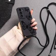 Convenient Lanyard Phone Case With Multi-Functional Adjustable Lanyard And Crossbody Shoulder Strap, Pupil Black Minimalist Heart Design, Easy-To-Use TPU Shockproof Protective Shell For Apple Phone - Multicolor - View 4