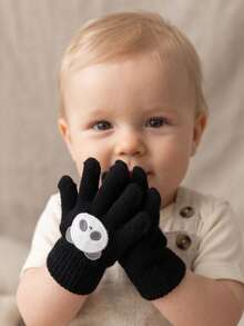 3 Pairs Set Bear Cartoon Fingerless Gloves For Boys, Knitted Candy Color Thickened Gloves For Autumn/Winter - 3 Pairs - View 9