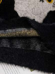 Sweater Rajut Pullover Bulu Imitasi Motif Kucing Lucu untuk Anak Perempuan, Cocok untuk Pakaian Kasual Sehari-hari di Musim Semi, Gugur, dan Dingin. - Hitam - View 9