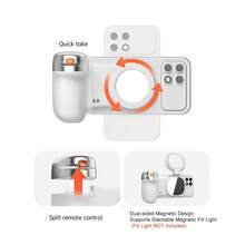 Magnetic Phone Camera Handle With Wireless Remote Shutter, Portable Phone Photography Assistant, Suitable For Vlog Shooting - White - View 6