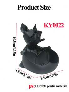 1pc Cool Fashion Glasses French Bulldog Jewelry Tray, Resin Dog Figurine Storage Bowl, Key Coin Trinket Organizer, Desktop Vanity Decor Container, Entrance Table Ornament, Stylish Home Decor & Halloween Decor Gift For Dog Lovers - Multicolor - View 4