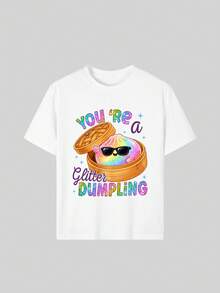 Tween Girl Casual Fun Print Crew Neck Short Sleeve Pullover T-Shirt Summer Top - White - View 3