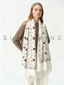 1pc Women's Embroidered Ginkgo Leaf Casual Fashion Versatile Autumn/Winter Daily Wear - White - View 3