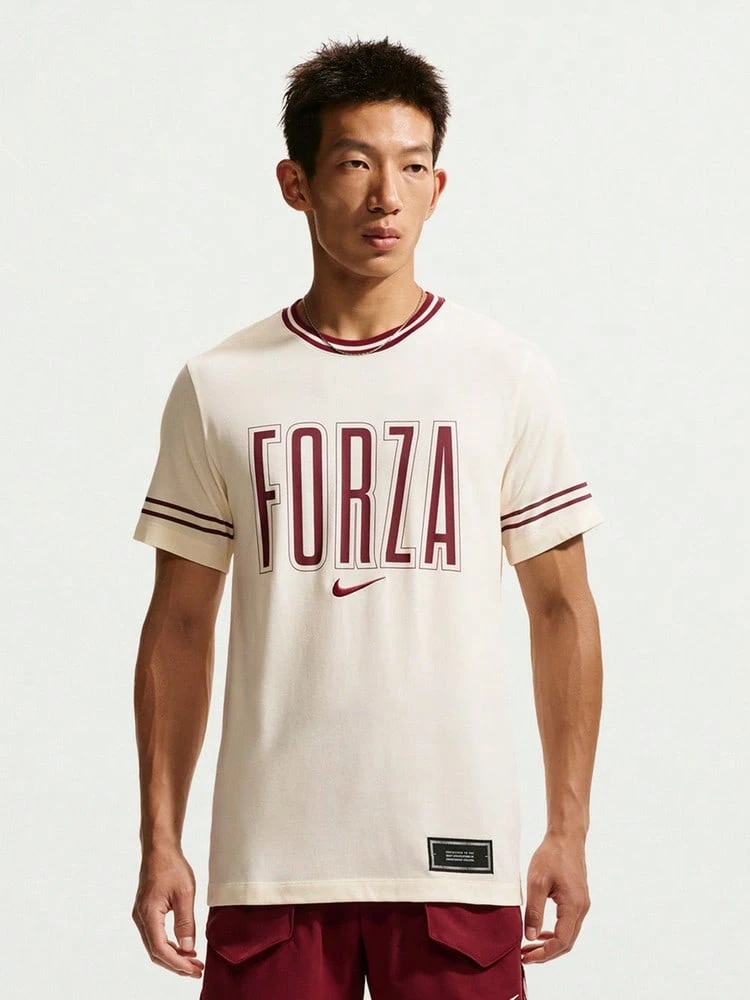 Nike Men's AS JS M NKCT DF TEE USO JANNIK Short Sleeve Knit Collarless T-Shirt TIM6124-110 - Beige - View 1