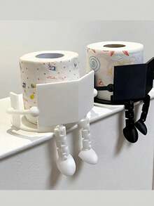 Creative Personalized Human-Shaped Toilet Paper Holder, Unique Newspaper Reading Toilet Paper Holder, Used For Toilet Paper Storage And Organization, Unique Home Decor And Desktop Storage, Suitable For Bathroom, Bedroom And Living Room Storage And Decoration - Multicolor - View 2