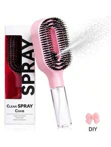 Portable 2-In-1 Spray Hair Comb, Refillable Fine Mist Built-In Water Spray Nozzle, Anti-Static Hair Brush, Suitable For Wet Hair, Dry Hair, Curly Hair, Thick Hair, Adults And Children - Style B - View 9