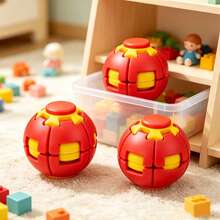 1pc Reative Press-To-Start Rotating Fidget Ball, Smooth Spinning Brings Fun And Relieve Stress. Compact Pocket Design, Great Sensory Decompression Toy To Kill Boredom. Color Will Be Shipped Randomly. - Multicolor - View 3