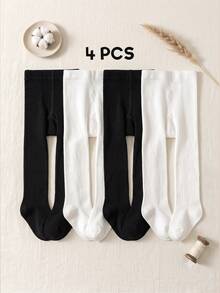 4雙嬰兒女寶寶純色褲襪，簡約百搭多功能內搭與外穿打底褲 - 彩色 - 查看 13