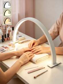 Guanova 1pc Small Crescent Moon Shaped Desk Lamp, Nail Art Light, 3-Color Light Switchable, Button Switch, One-Touch Control, USB Powered Convenient Use, Desk Lamp, Office Lamp, Suitable For Personal Nail Art, Makeup, Handmade Crafts, Jewelry Display, Office, Desk, Bedside Table, Also Can Be Used As Graduation, Birthday, Holiday, Party Gift. - Half-moon Nail Lamp - View 8