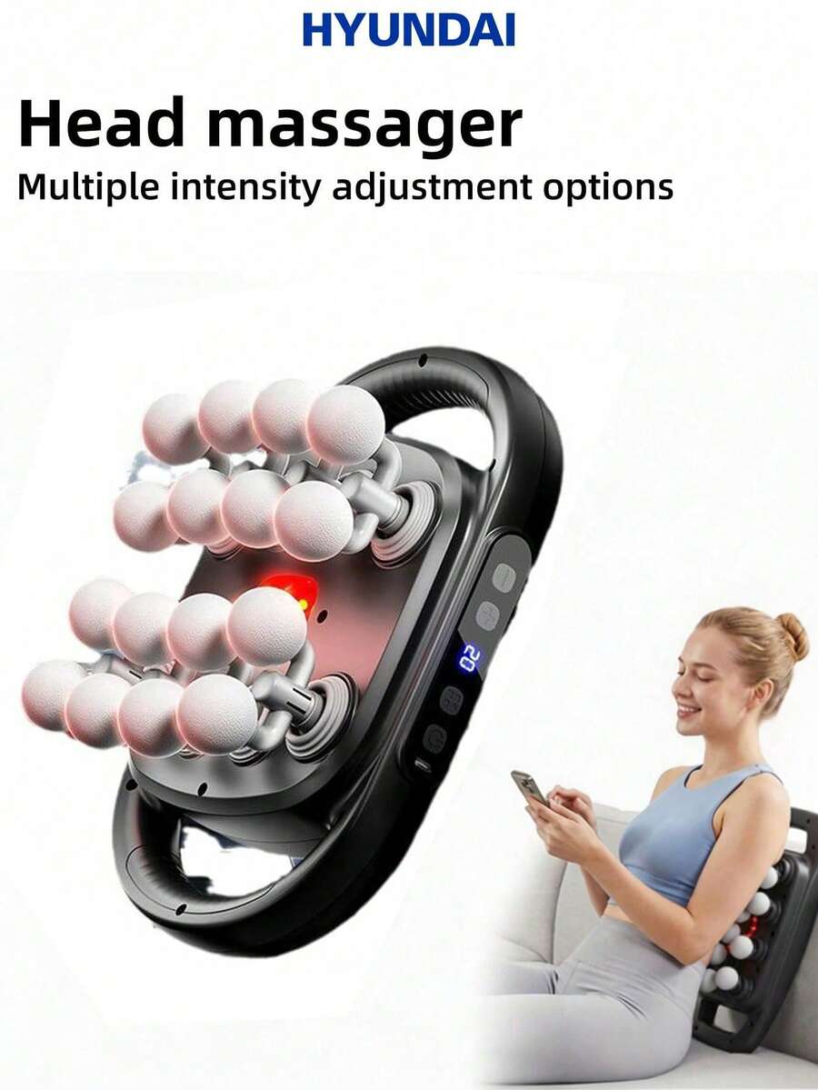 HYUNDAI 16-Gear Massage Gun, Professional Fascia Massage Device, Back & Neck Muscle Massager, 30 Speed Modes And Digital Display, Effectively Relieves Muscle Soreness - Black - View 1