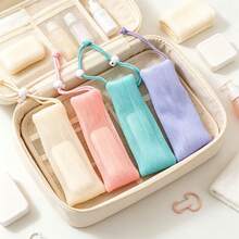 1/4pcs Mesh Soap Storage Bag, Thickened Foaming Drawstring Pouch, Bathroom, College Dorm, Minimalist Style, Student, Men, Women, Travel Accessory, Back To School - one-size - View 3