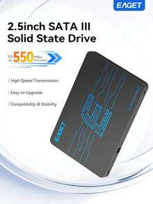 EAGET 256GB 2.5-Inch SATA III SSD Solid State Drive, 550MB/S Read Speed, Low Power High Performance, Suitable For Desktop, Laptop, All-In-One PC Internal SSD - View 1
