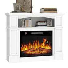 Yitahome 23" White Electric Fireplace – Realistic Flame Heats Up To 30㎡, Programmable Timer & LED Light Strip, Modern Slim Design For Cozy Home Decor - White - View 9