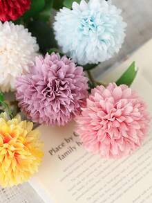 Artificial Double-Head Hydrangea, Artificial Round Chrysanthemum Silk Flower, Single Stem Artificial Flower, For Home Vase Decoration, Wedding Party Arrangement - Multicolor - View 7