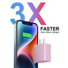 White/Pink Macaron Fast Charging Set, Type-C PD Wall Charger + 3.3FT Braided USB C To Lightning Cable, Compatible With IPhone 17/16/15, All Models - Multicolor - View 3