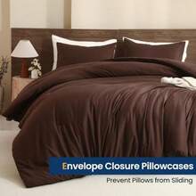 Free Shipping Earthy Brown Comforter Queen Size, Neutral 3 Pieces Comforter Set, Lightweight Solid Bedding Set, All Seasons Soft Fluffy Queen Comforter Set (90x90In Comforter And 2 Pillowcases) - Brown - View 5