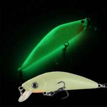 1pc Glow-In-The-Dark Minnow Lure, Suitable For Night Fishing, Glows In The Dark, With Triple Hook, Suitable For Bass, Trout, Catfish And Other Freshwater And Saltwater Fish. - White - View 4