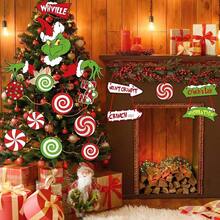 The Grinch 21pcs The Christmas Banner Glitter Paper Christmas Banner New Year Party Christmas Background Decoration Supplies Decor, Christmas Tree Decoration Props, New Year Gift-18 - Multicolor - View 6