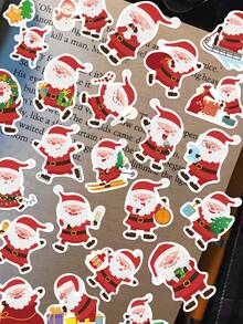 50pcs Santa Claus Stickers For Decorating Planner, Journal, Scrapbook, Notebook, Luggage, Guitar, Black And White Notebook, Tablet, Water Bottle, Phone, Christmas Gift Decoration - Multicolor - View 1