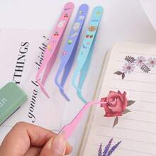 Cute Cartoon Stainless Steel Bent Tweezers, Multi-Function Precision Pliers, Macaron Handmade Scrapbook Clips, Used For DIY Scrapbook Stickers, Paper Cutting Tools, Scrapbook Supplies, Handmade Crafts, Notebooks, School Supplies And Back To School - Multicolor - View 3