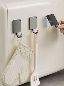 1/2/3/4 Packs Matte Black Magnetic Hooks, Iron Metal No-Drill Heavy Duty Hanger, Rustproof Space-Saving Versatile Utility Rack, Kitchen Office Garage Entryway Metal Door, Gift For Homeowners Family - Multicolor - View 3