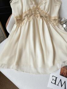 GMFP Damen Bohemian Stil Tiefer V-Ausschnitt Beige Camisole, Alltagskleidung, Party, Schulanfang, Abschlusszeit, Halloween, Weihnachtstop - Beige - Übersicht 9