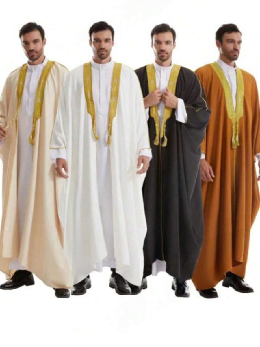 Capa Elegante de Peça Única Masculina, Xale Longo Drapeado Oversized, Presente de Natal, Ação de Graças e Ano Novo - Preto - Visão 1