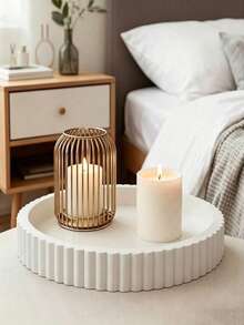 1/2pcs White Wavy Round Tray, Summer Modern Minimalist Decorative Tray, Multi-Functional Wavy Edge Round Storage Dish, Luxury Aesthetic Coffee Table Centerpiece, Waterproof Non-Slip Organizer Tray, Light Luxury Home Desktop Decor, Living Room Dining Room Kitchen Bathroom Multi-Purpose Display Stand - Multicolor - View 2