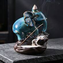陶瓷雕塑美麗女性與大象香爐,煙流回流設計,多款可選,適合瑜伽、桌面裝飾、居家使用、臥室、客廳等場景 - 多種款式 - 查看 14