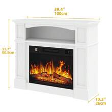 Yitahome 23" White Electric Fireplace – Realistic Flame Heats Up To 30㎡, Programmable Timer & LED Light Strip, Modern Slim Design For Cozy Home Decor - White - View 3