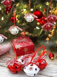 1 buah Ornamen Lonceng Kepingan Salju Natal Vintage dengan Pita Merah, Cocok untuk Pohon Natal, Karangan Bunga, dan Pembungkus Kado, Sempurna untuk Natal, Pernikahan, Thanksgiving, Paskah, dan Pesta Halloween - Beraneka warna - View 3
