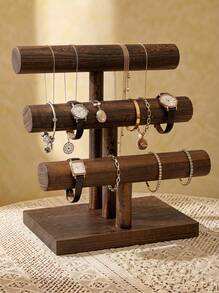 Cirelle Bracelet Holder Display Bracelet Organizer, Wooden Bracelet Stand For Selling, T-Bar Bangle Storage Rack Wood Watch Display Tower For Business - Brown - View 7