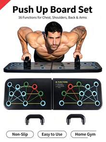 Foldable Push Up Board, 16 In 1 Color Coded Pushup Stand, Multifunctional Chest Shoulder Triceps Back Workout Equipment, Portable Home Gym Strength Training Push Up Bars For Men Women - Multicolor - View 1