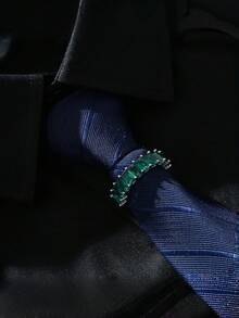 Luxury Curved Multi-Color Zirconia Tie Clip For Men, Business Formal Tie Holder, Gold And Silver Dual-Tone Multi-Color Rhinestone Versatile Tie Accessory, Wedding Banquet Commute Suit Accessory, Exquisite Rhinestone Design Stable Anti-Slip, High-End Men's Suit Outfit Accessory, Multiple Color Options Available - Tie Buckle - View 17