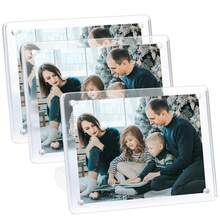 Acrylic Photo Frame, Transparent Double-Sided Picture Frame 5*7 Inch, 4*6 Inch Double-Sided Frameless Desktop Floating Display Stand, 4*4 Inch, 2*3 Inch Photo Frame, Thin Frame With Stand, Suitable For Home And Office Use - Multiple Styles-transparent - View 5